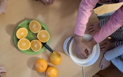 Kreativ sein mit Knete 6 In der Vorweihnachtszeit leckeren frischen Orangensaft pressen