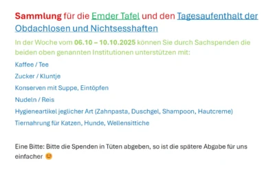 Sammlung für die Emder Tafel